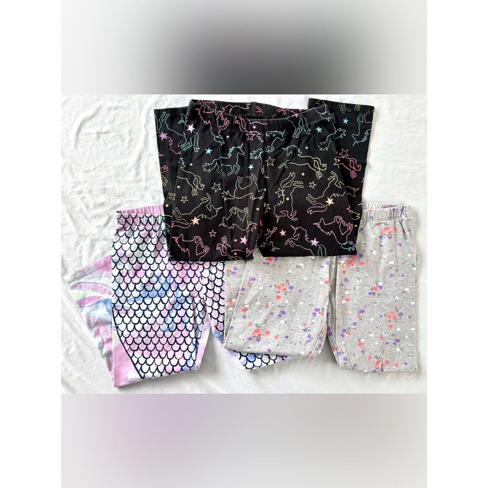 SO Girls Capri Leggings Lot of 3 Size 10/12 Unicorn Mermaid Floral Stretch